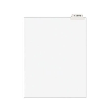 Avery Dennison Avery, Avery-Style Preprinted Legal Bottom Tab Divider, Exhibit K, Letter, White, 25/pk 11950